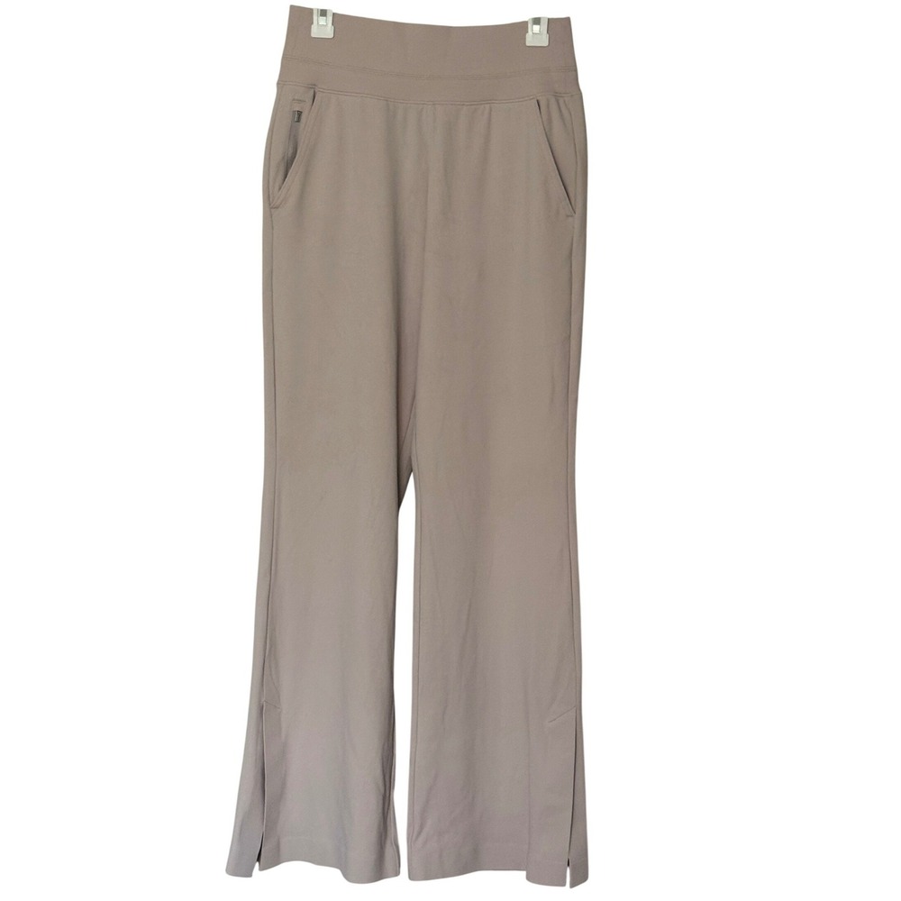 Athleta Venice Wide Leg Pant Beige Tan High Rise Zip Pocket Women Size S